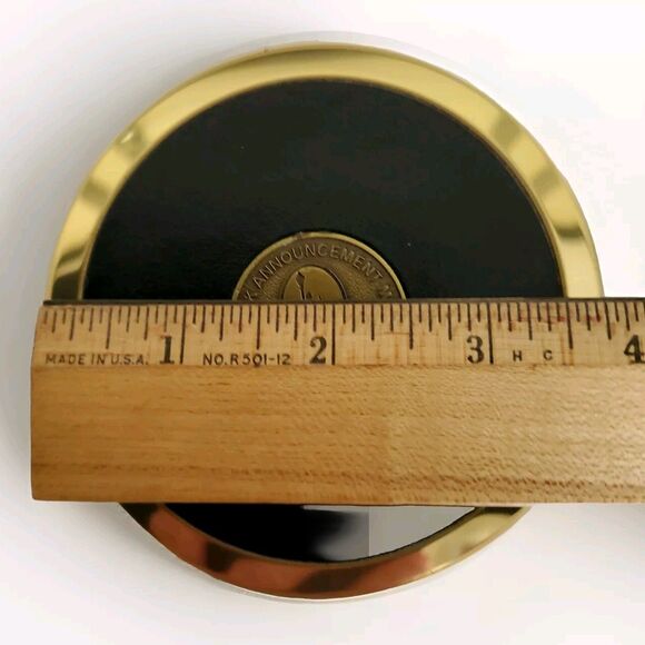 1996 Buick Brass/Leather Drink Coasters Barware Set Vtg Automobile Car Bar Decor - Picture 9 of 11